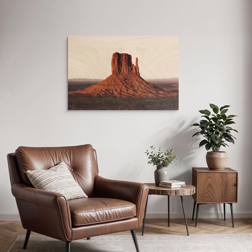 Formazione rocciosa con stampa su legno nella Monument Valley - Hugonnard