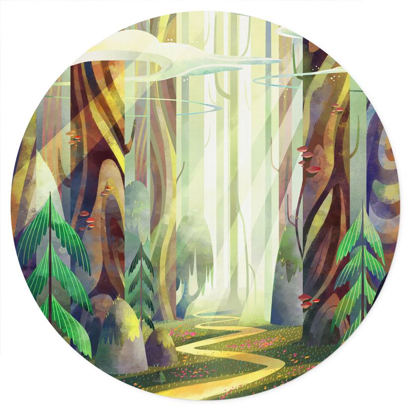 Adesivo murale La foresta incantata nella luce - DigitalArtsi - Rotondo