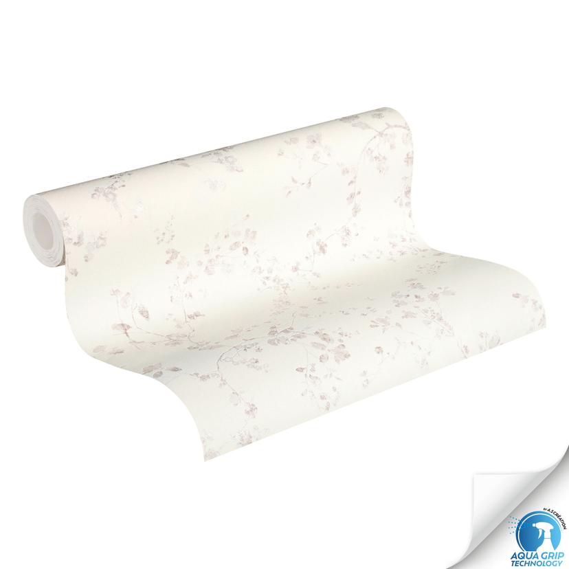 Florale Vliestapete Creme Rosa - Tapete mit Zweigen & Blüten - Tapezieren ohne Kleister