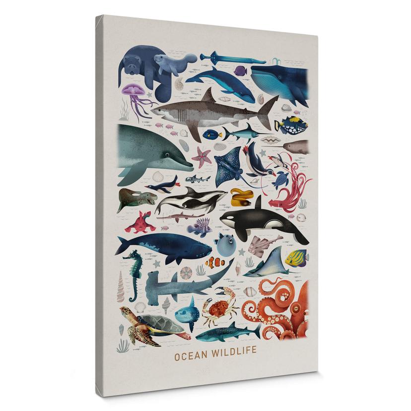Lienzo marrón - Fauna marina