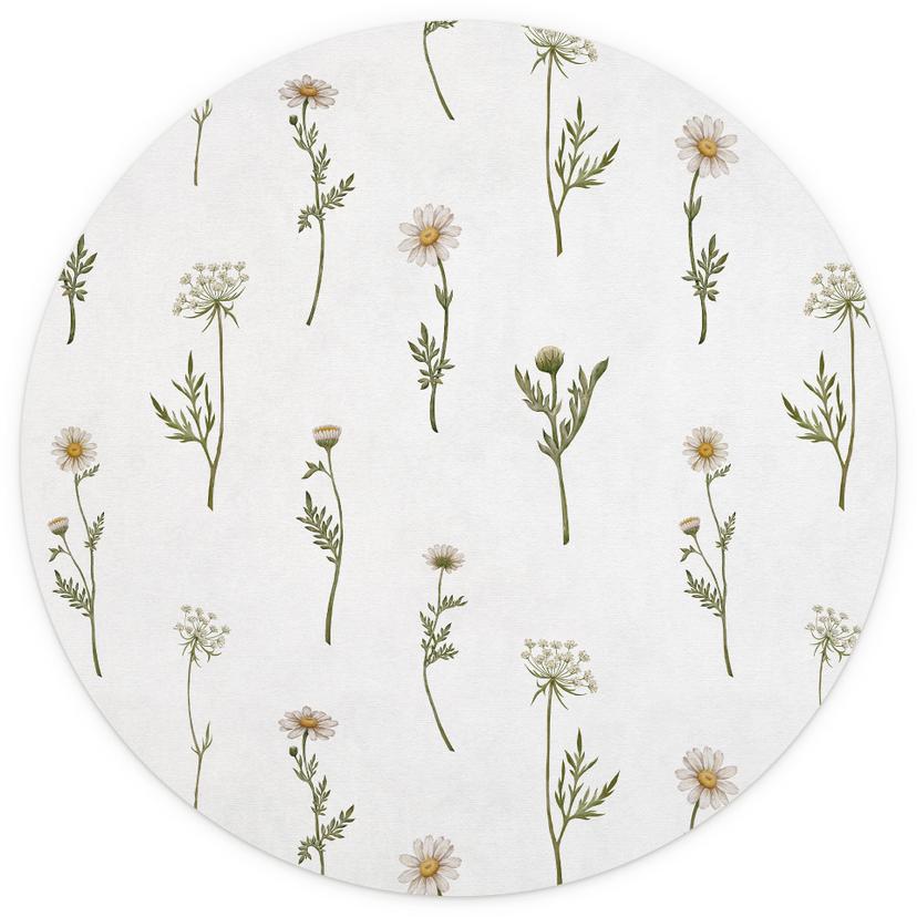 Fotomurale romantico con fiori di campo - Kikki Belle - Round - carta da parati in tessuto non tessu