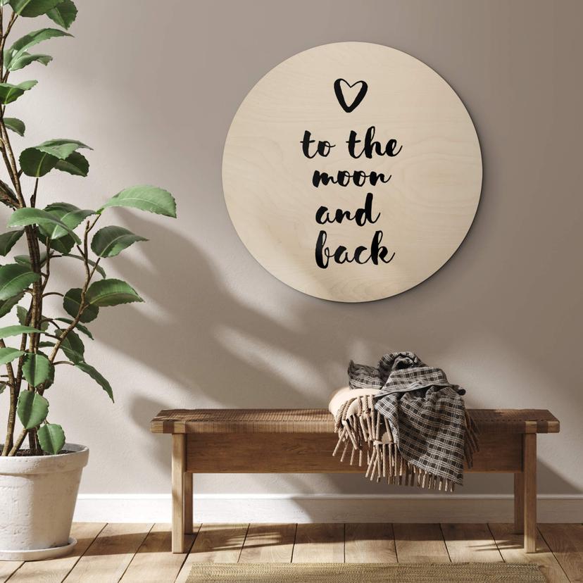 Tableau sur bois rond Love to the moon and back