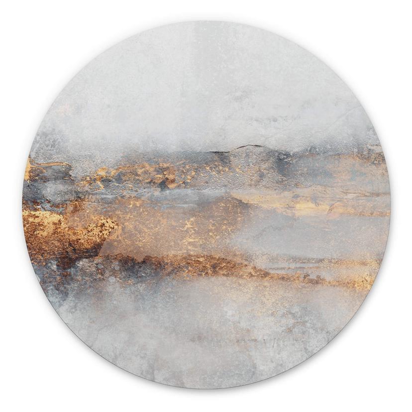 Wandbild Fredriksson - Goldige Spur im Nebel - Alu-Dibond Rund