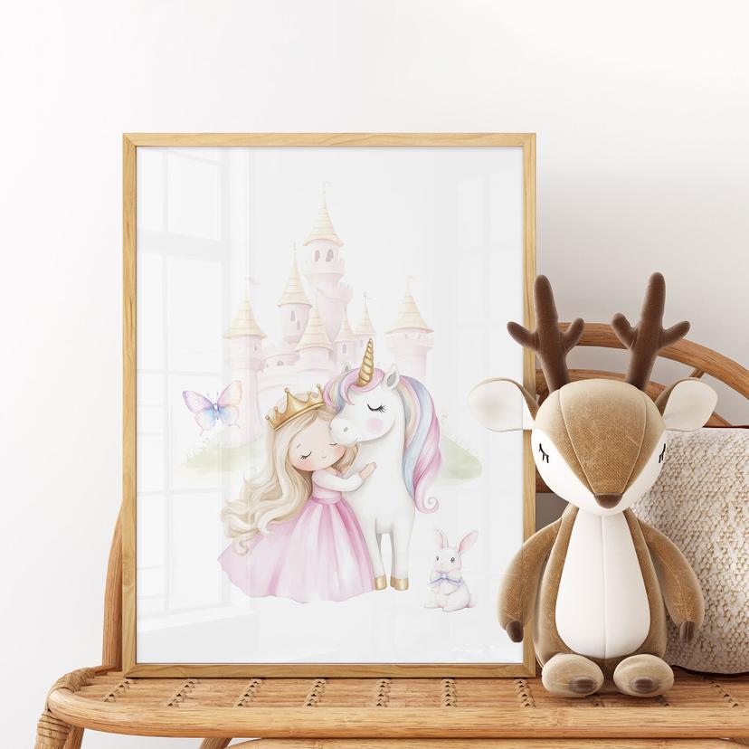 Poster för barn - Prinsessan och enhörningen i en saga
