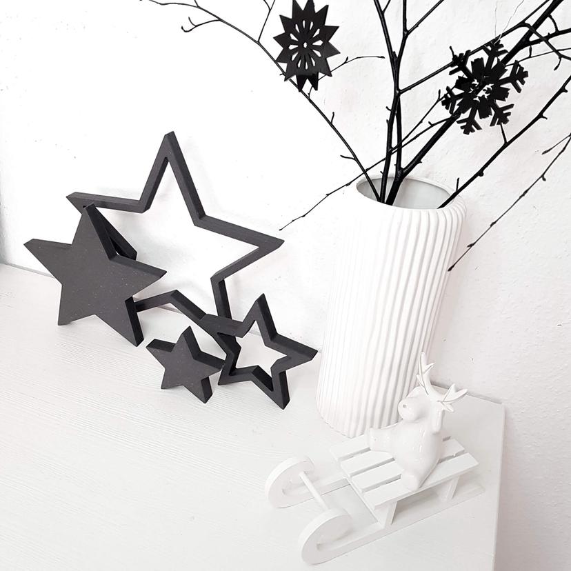 Decoración en madera MDF juego de estrellas (4 piezas)