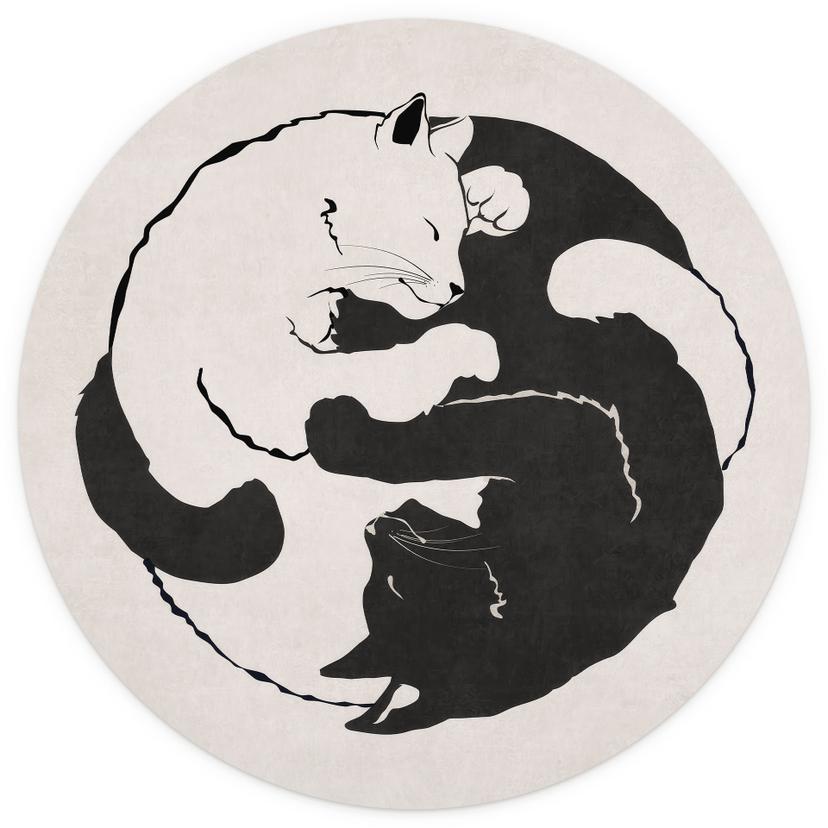Fotomurale tondo Gatti Ying & Yang - Tunaboylu - carta da parati in tessuto non tessuto/carta da par