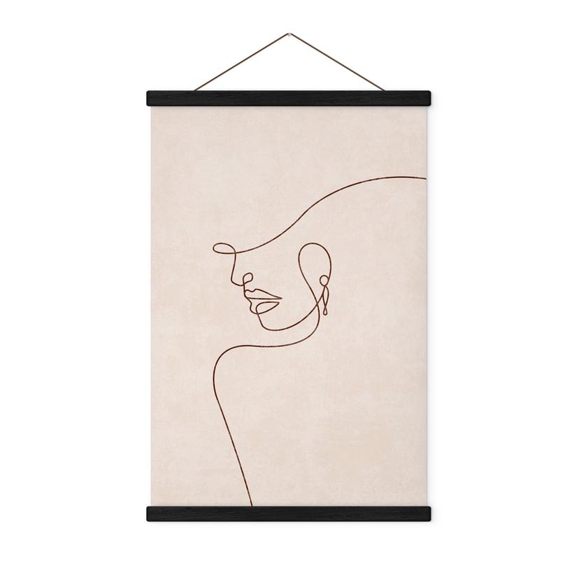 Póster de tela Delicados contornos de mujer - Line Art - Tunaboylu