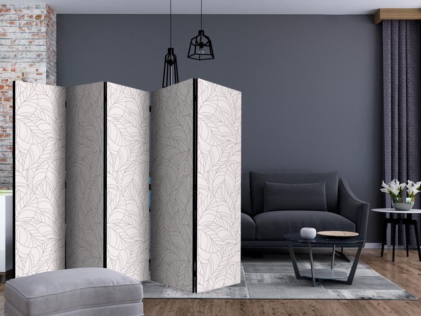 Divisorio per sala - Foglie incolori, 5 pezzi - 225x172 cm