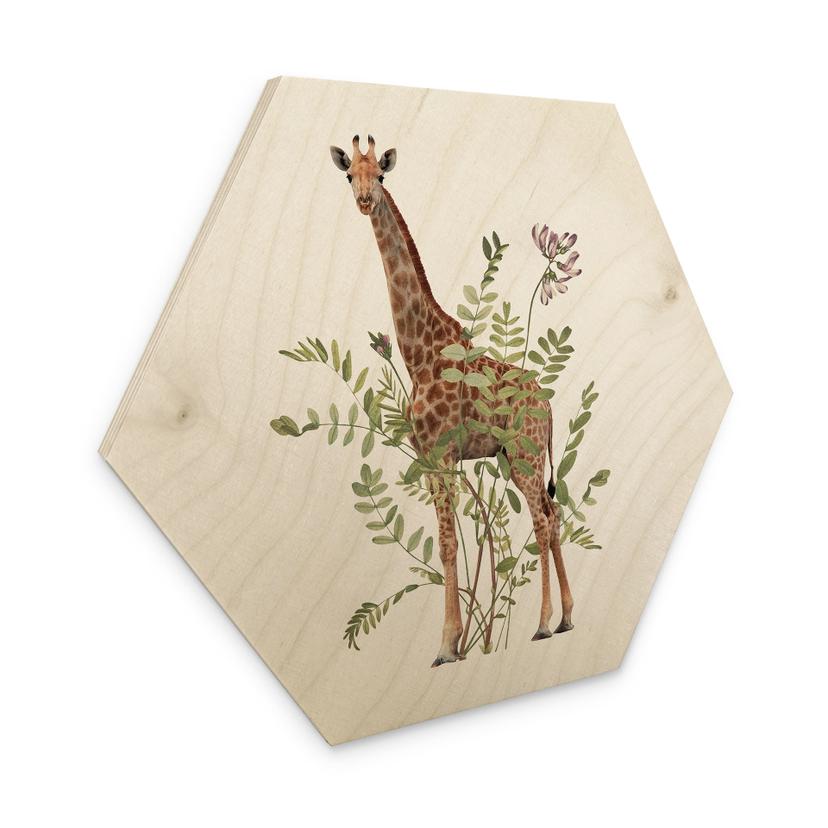 Sekskantet træ Blomstret giraf - Frida Floral Studio
