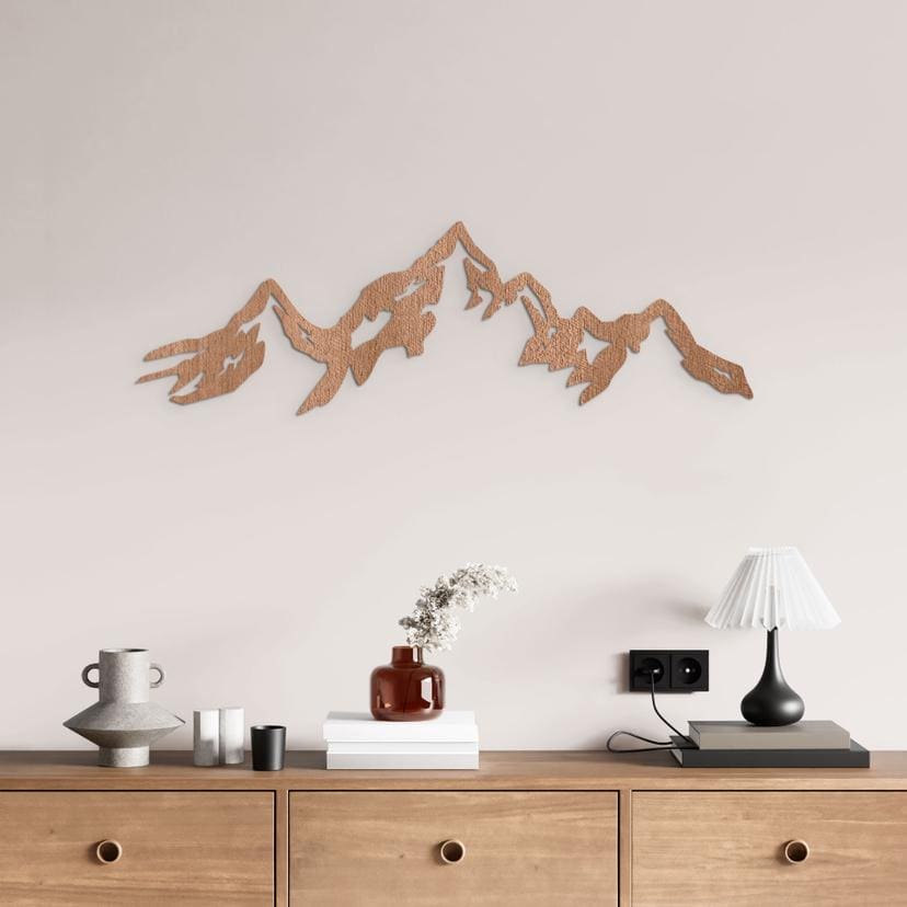 Décoration en bois « Panorama de montagne » - acajou