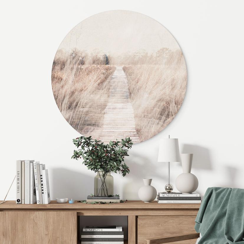 Decorazione murale in Dibond Paesaggio onirico con passerella in legno - Imaginative