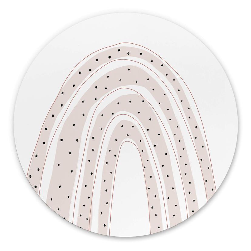 Tableau sur alu-Dibond rond uplusmestudio arc-en-ciel à pois