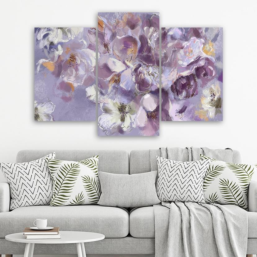 Stampa su tela 3 pezzi, fiore di iris
