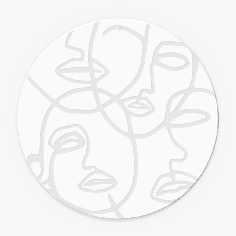 Acrylglasbild, Fensterbild zum Aufhängen Line Art - Gesichter - Rund