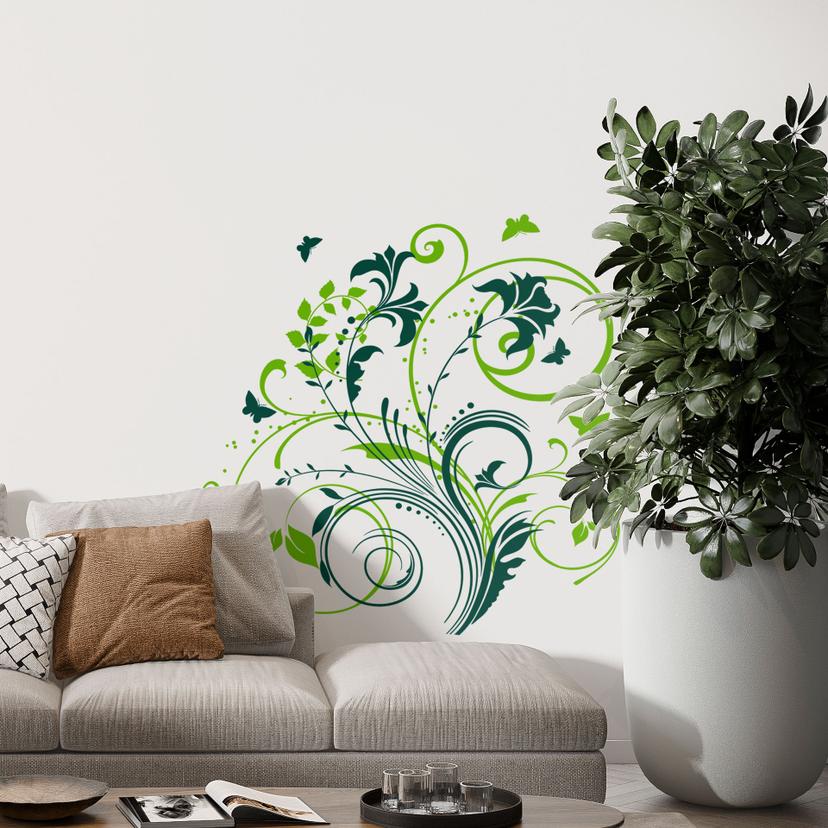 Sticker mural - Vrille de fleurs 10 (bicolore)