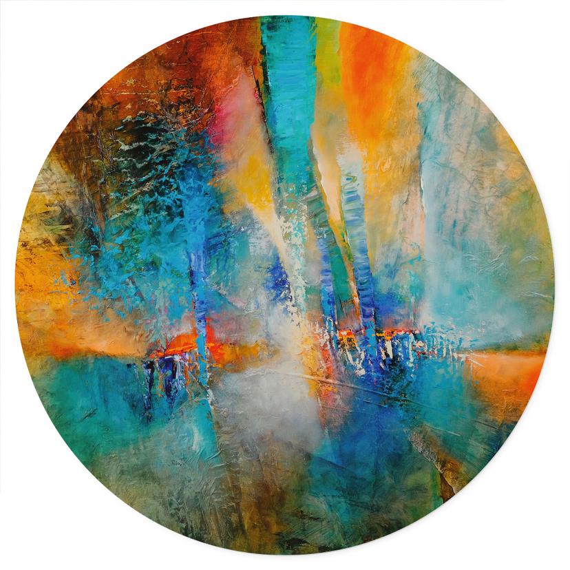 Vinilo decorativo Luz urbana en azul y naranja - Schmucker - Redondo