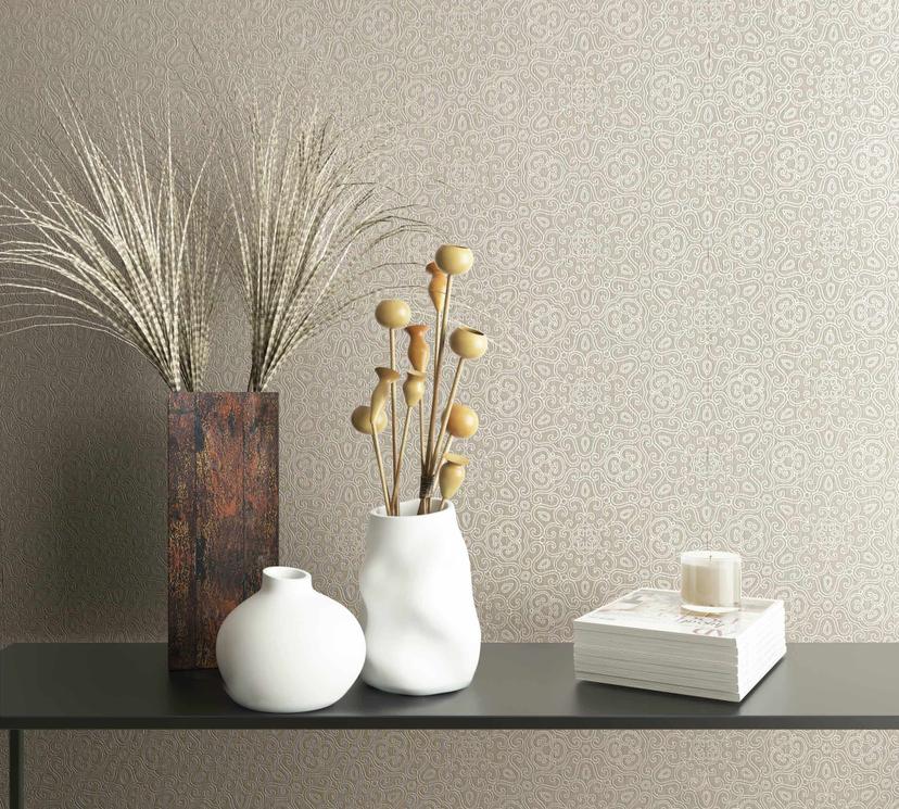 Papel pintado no tejido gráfico moderno en beige