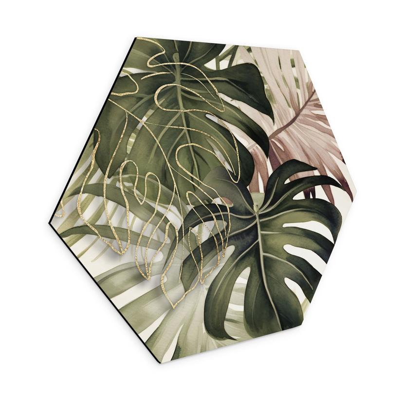 Hexagon Dibond Tropiske blade Boho - Haase