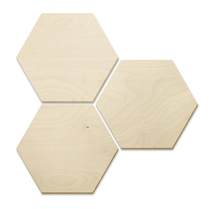 Esagoni in legno (Set di 3)