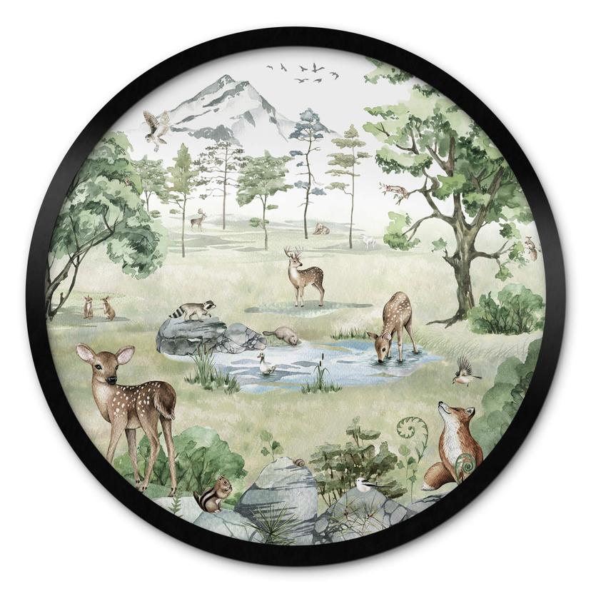 Poster rond Kikki Belle - Forêt de cerfs