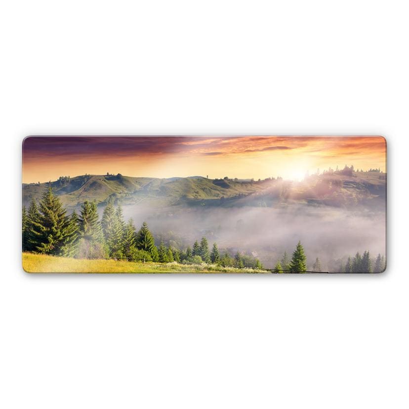 Tableau en verre - Vallée dans le brouillard - Panorama