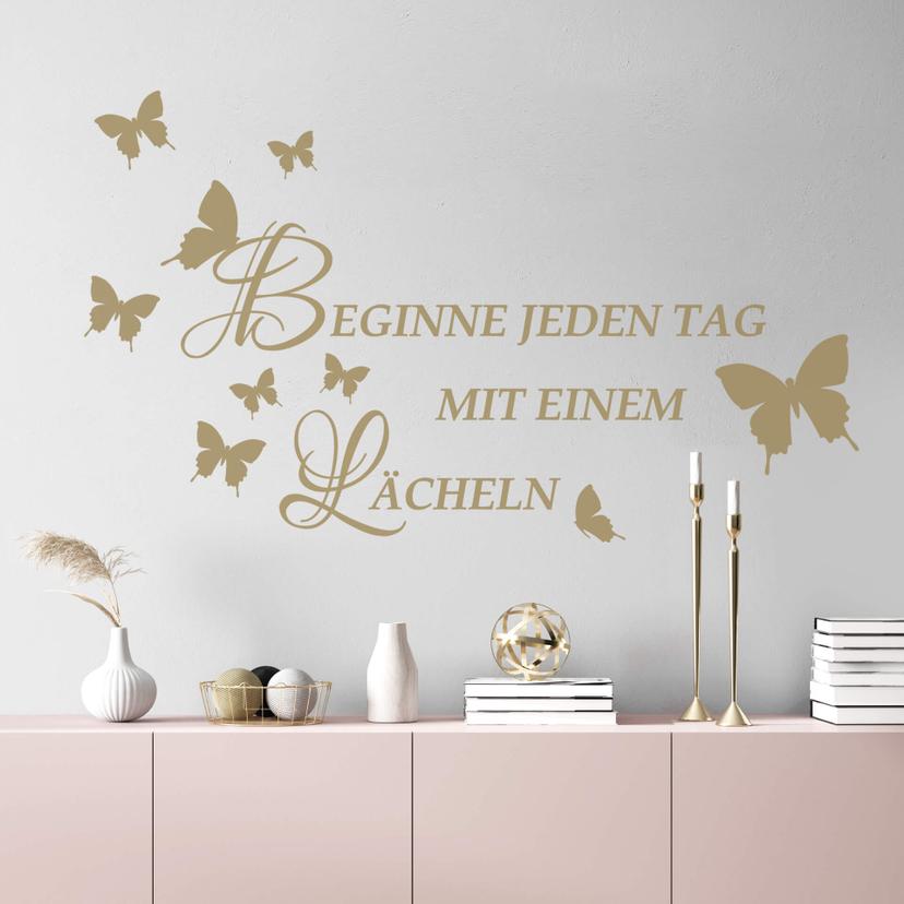 Wandtattoo Beginne jeden Tag mit einem Lächeln