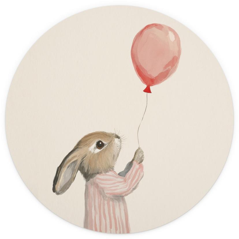 Fotomurale Carino coniglietto con palloncino - Treechild - Rotondo - Autoadesivo/non tessuto