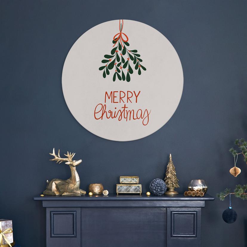 Stampe per pareti Buon Natale con vischio - Menina Lisboa - Alu-Dibond Round