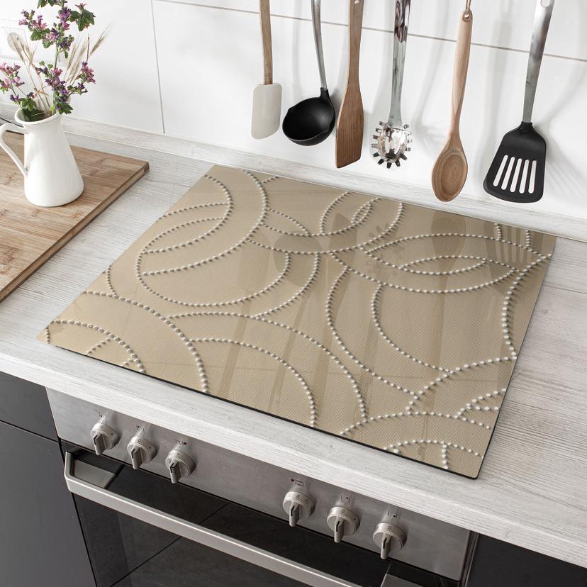 Piastra di copertura del fornello Anelli astratti beige - Grande