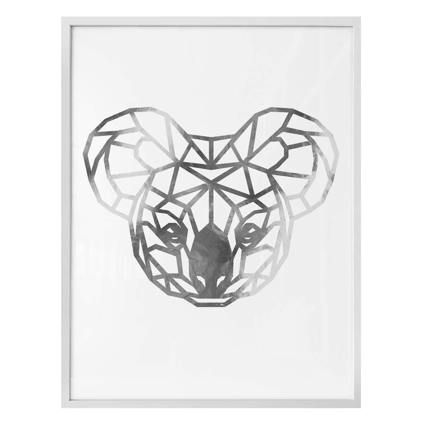 Plakat - Origami Koala - Sølveffekt