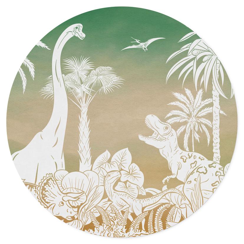 Avonturentocht naar de dinosaurussen Muursticker - Ombre - Kikki Belle - Rond