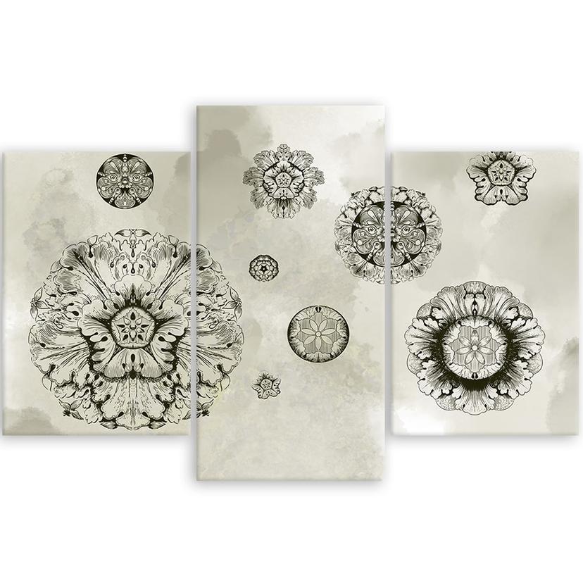 Stampa su tela in 3 pezzi, forme geometriche floreali