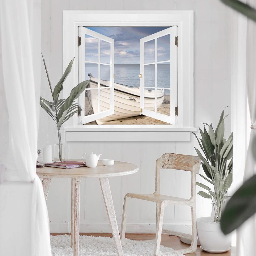 3D Wallsticker vindue firkantet - Strandidyl