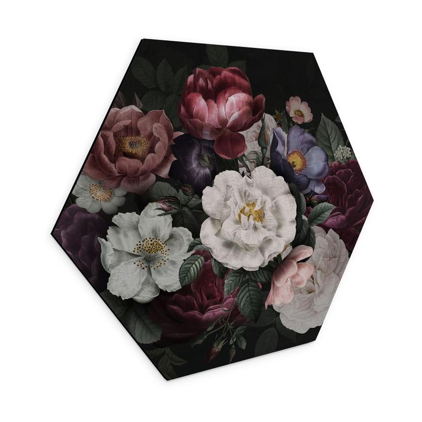Sekskantet billede Elegant mandala i sandguld - Bloomery Decor - aluminium dibond