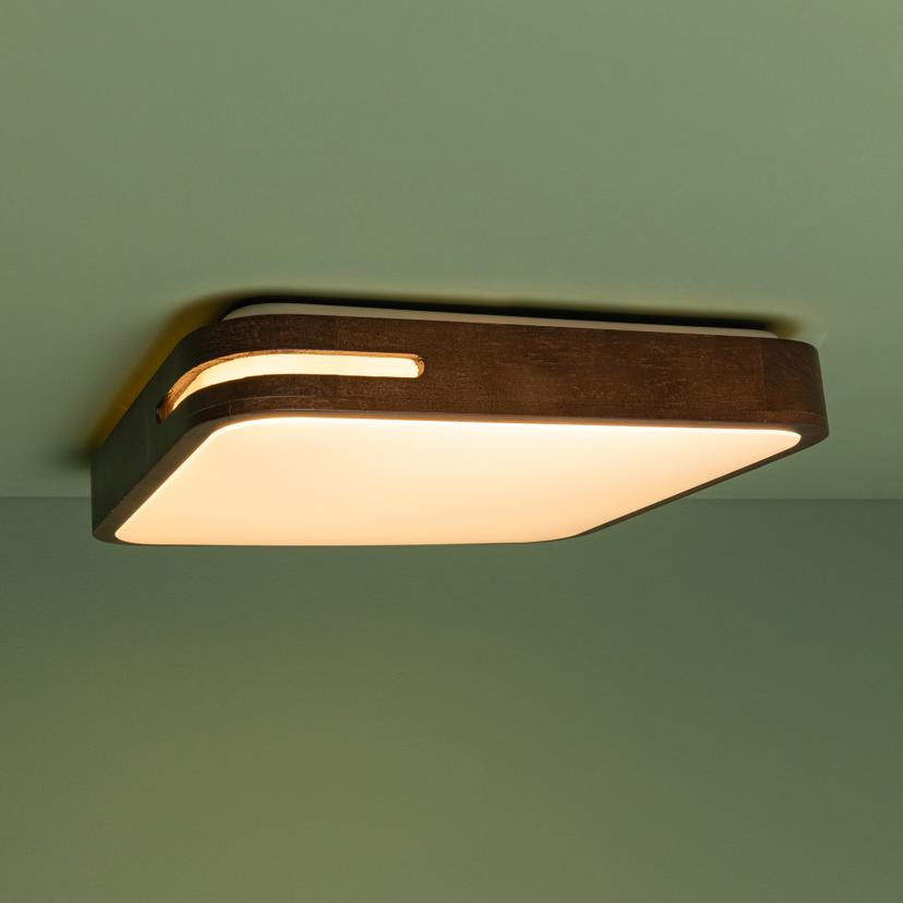 LED Deckenleuchte Viola, braun, 40 x 40 cm, quadratisch, Holz Innenleuchte