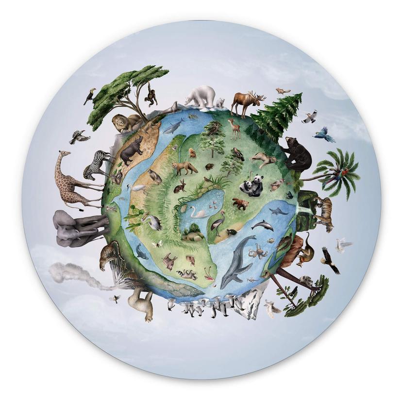 Tableau sur alu-Dibond rond Kikki Belle - Monde animal