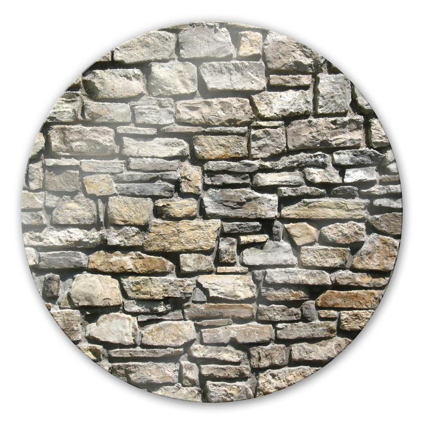 Tableau en verre - Mur en pierres naturelles - rond