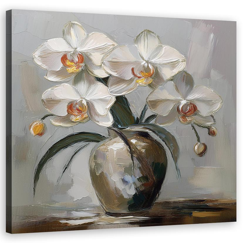 Leinwandbild Weiße Blumenvase