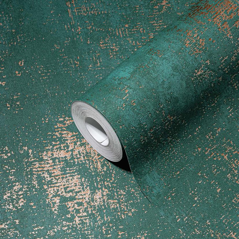 Tapet grön guld metallisk effekt non-woven tapet mörkgrön för vardagsrum, kök