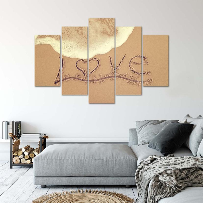 Stampa su tela 5 pezzi Love Sand Lettering