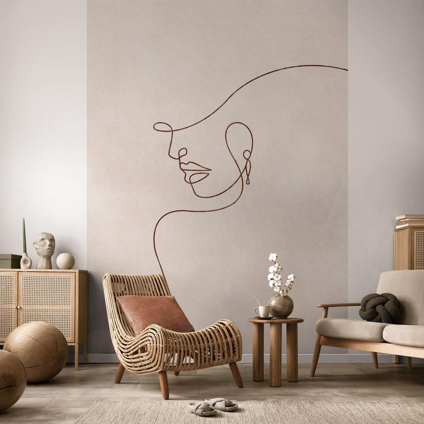 Delikate konturer af en kvinde Fototapet - Line Art - Tunaboylu