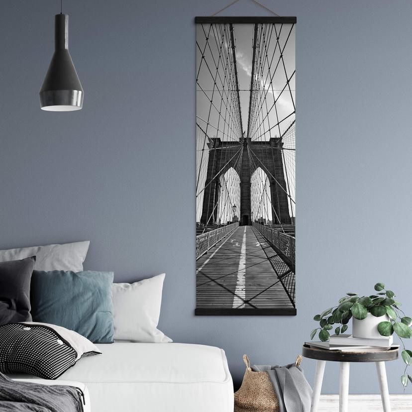 Stampe su tessuto Prospettiva del ponte di Brooklyn - Panorama