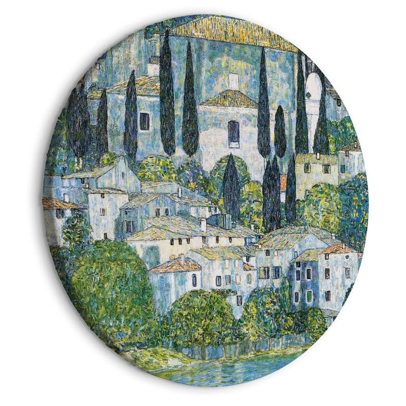 Rundes Leinwandbild Klimt - Kirche in Cassone am Gardasee