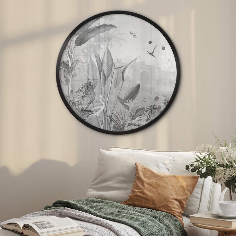 Póster Sir Edward - Botánica blanco y negro - Redondo
