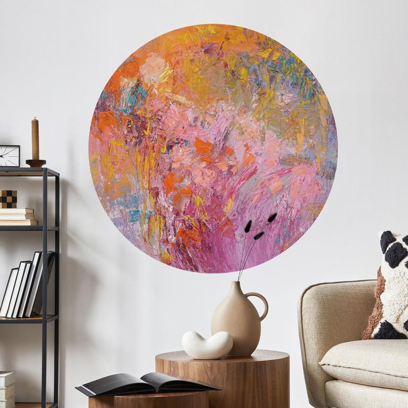 Wallsticker Abstrakt farverig rosenhave - Fagan - Rund