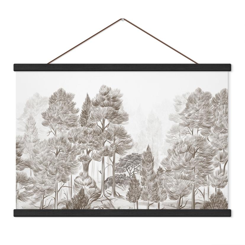 Textielposter Bos met boslandschap in beige - Ms Tiff