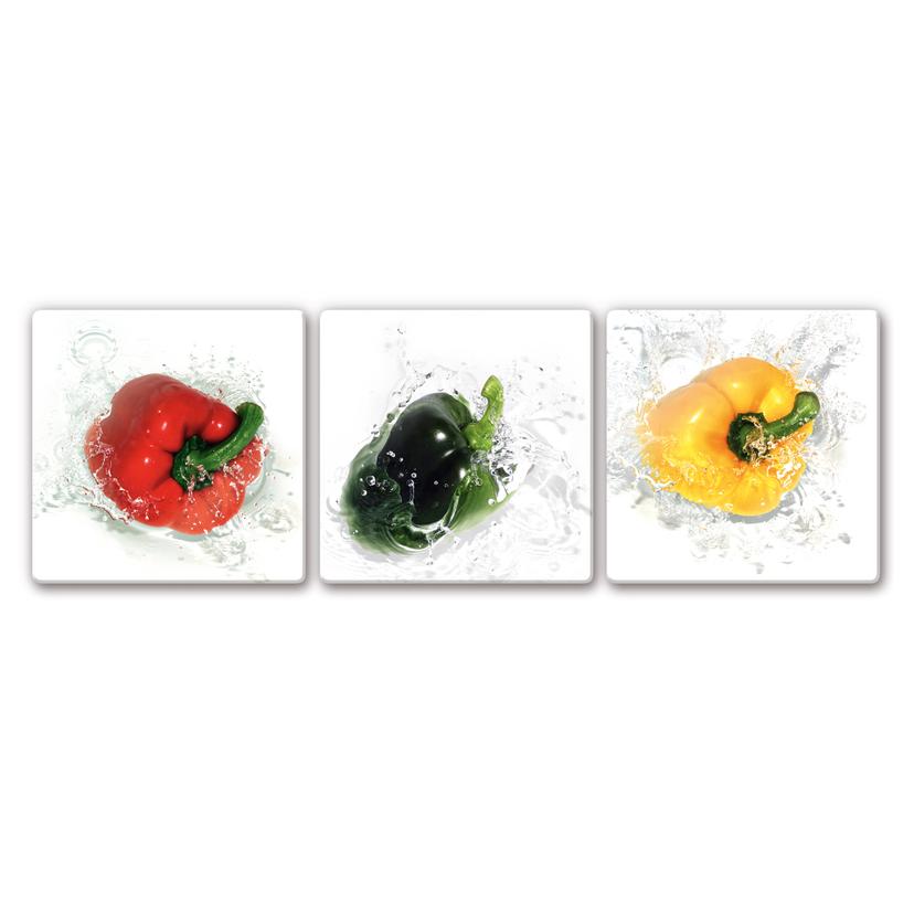 Tableau en verre - Poivron (3 parties)