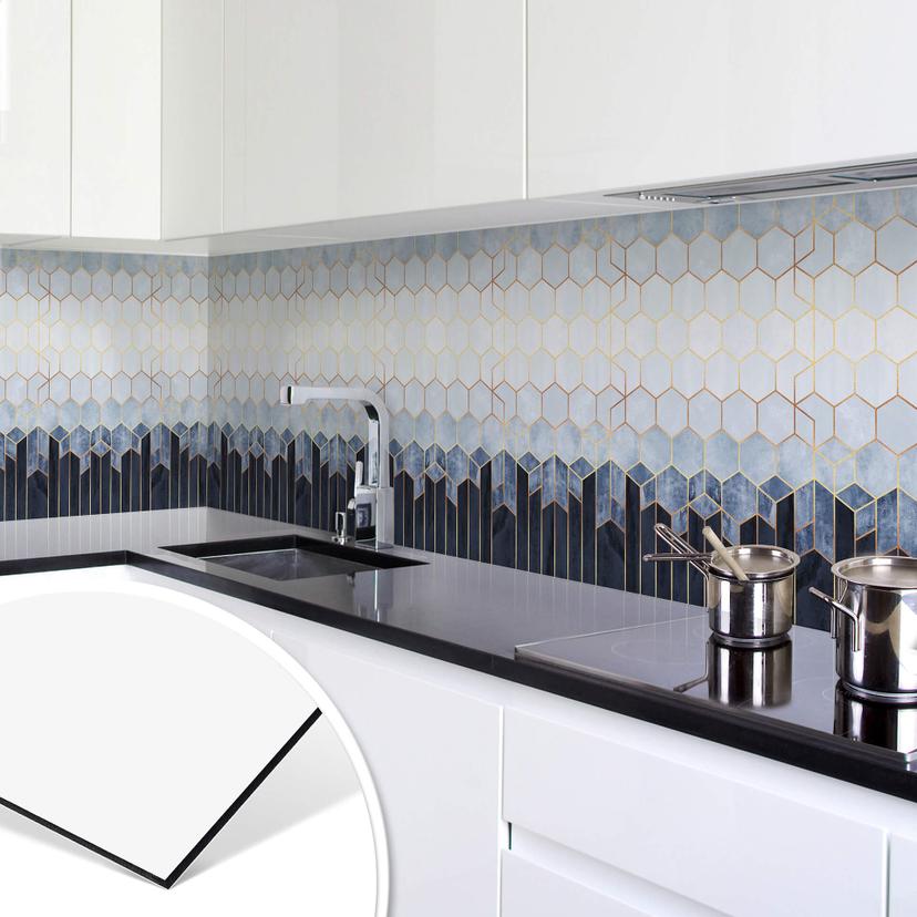 Keukenachterwand Fredriksson - Blue & White Hexagons