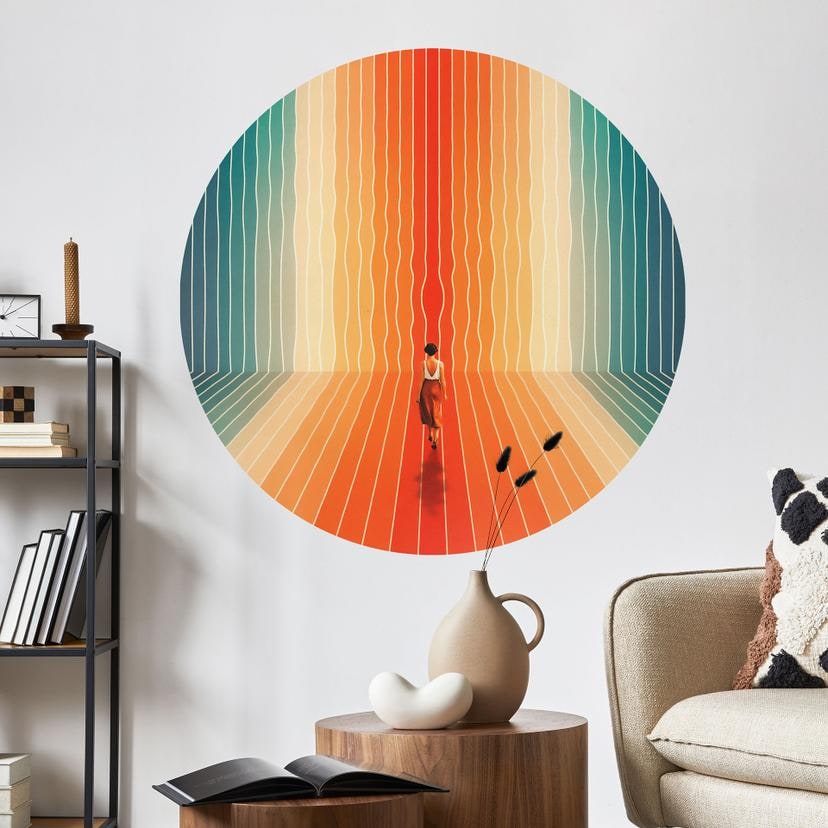 Vinilo decorativo Mujer delante del arco iris - Taudalpoi - Redondo