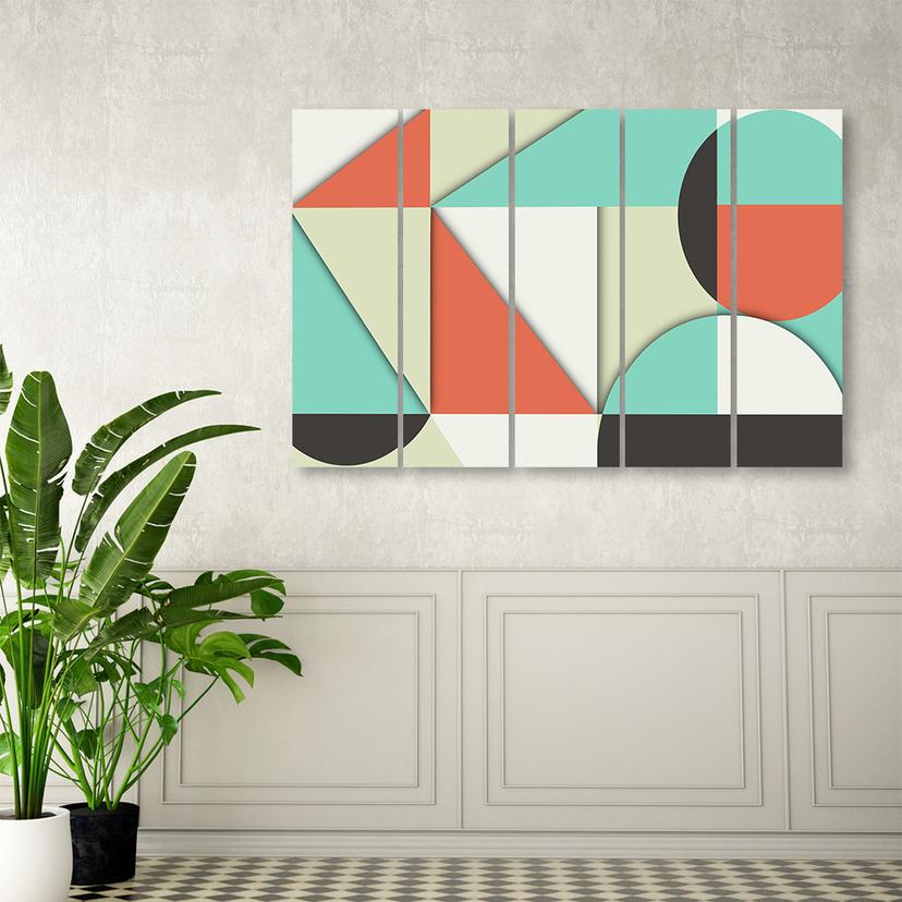 Stampa su tela 5 pezzi, Forme di astrazione geometrica